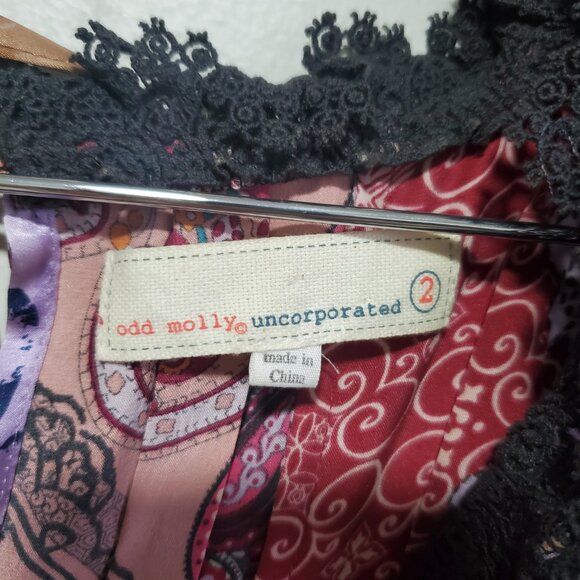 ODD MOLLY Vintage 100% Silk Blouse Sleeveless Fairycore Babydoll Women's Medium - Picture 12 of 16